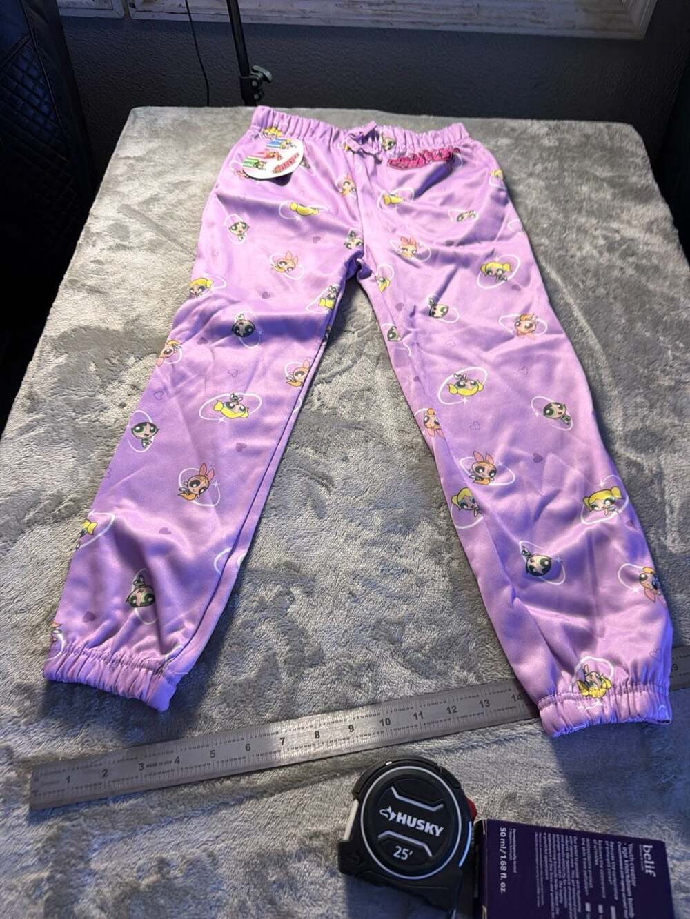 Isaac Morris Ltd The Powerpuff Girls Purple All-Over Print Jogger Pants Size 10(